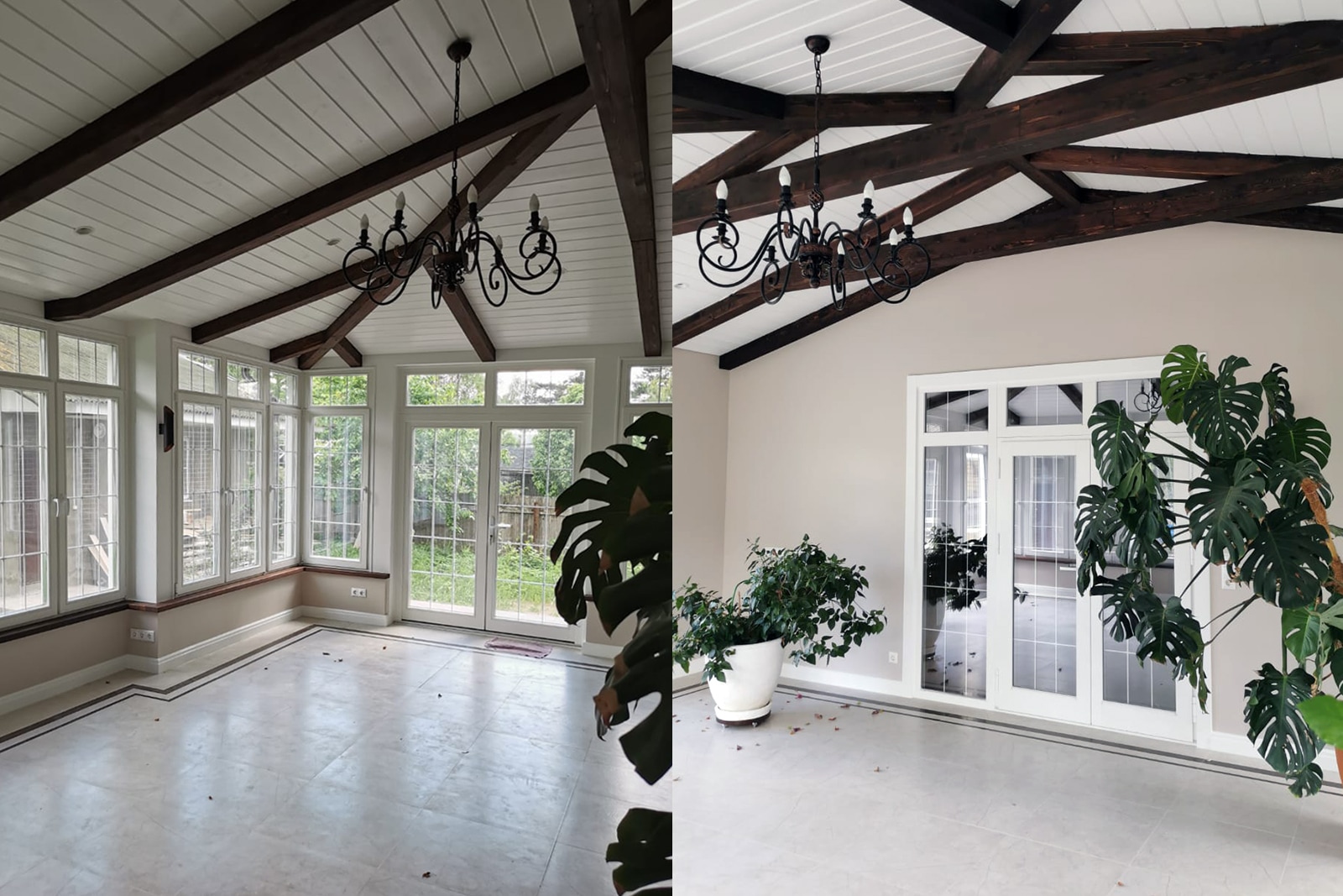 Установка окон из сосны, цвет белый, евро, внутри стеклопакетов раскладка 8 мм белая.