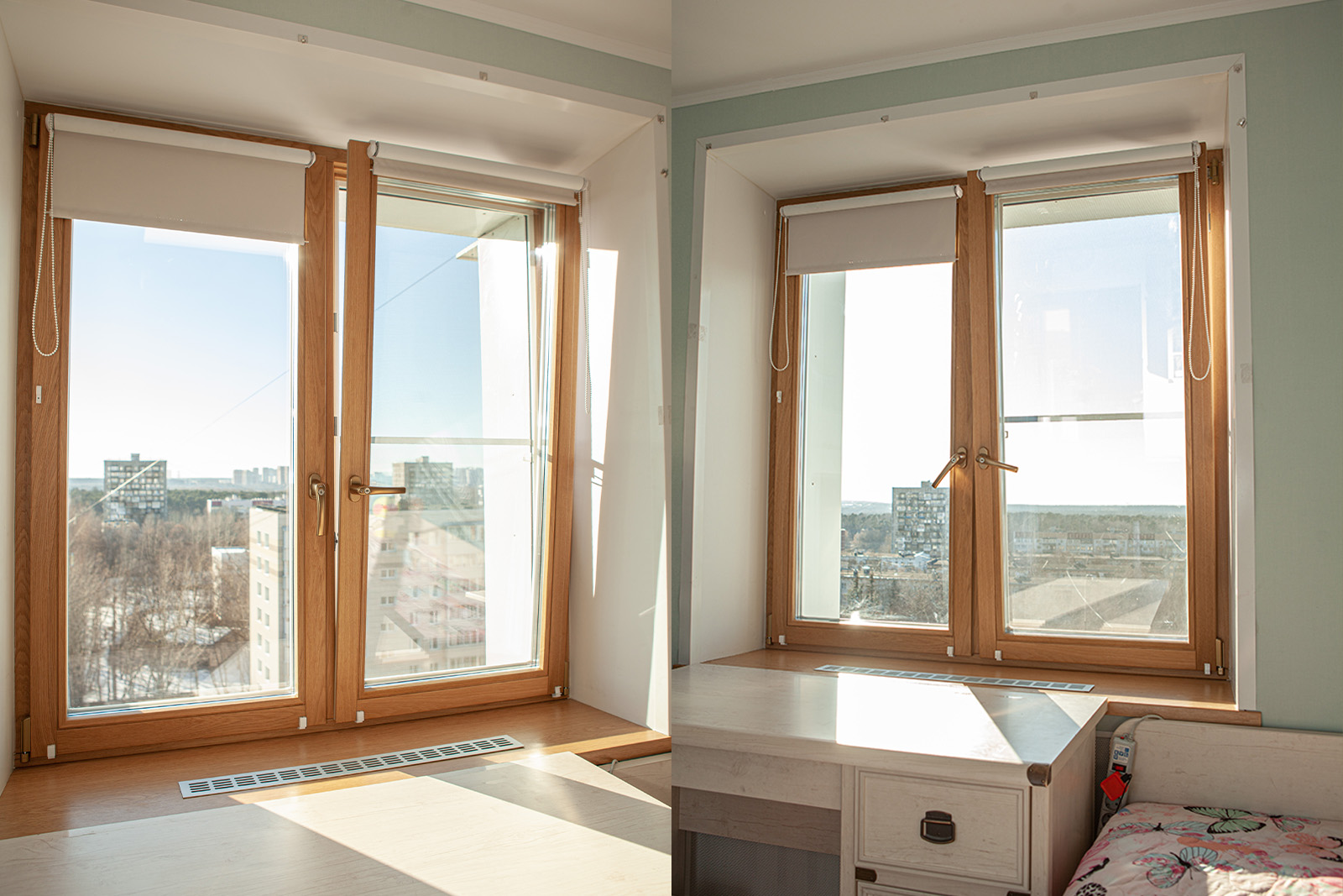 Установка окон и балконного блока из цельноламельного дуба