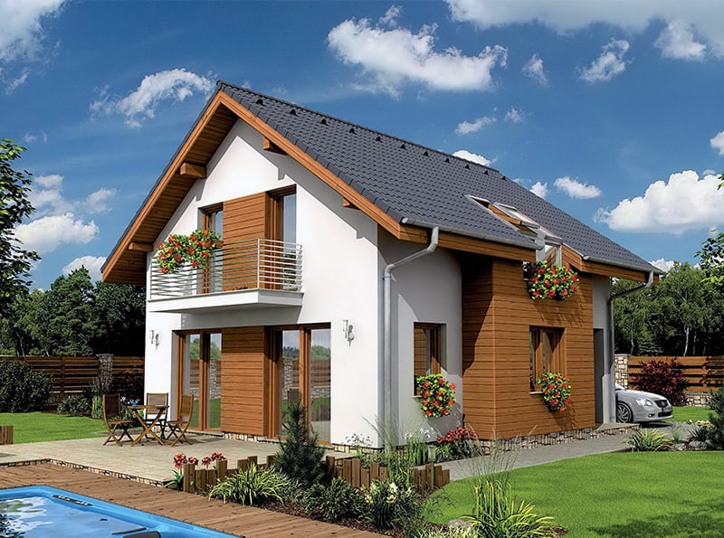 Загородный дом с деревянными окнами окрашенные по европейским технологиям